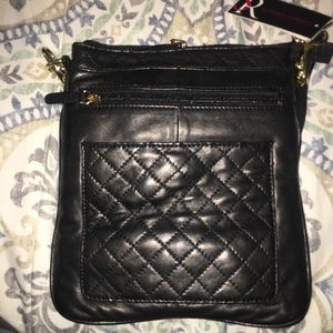 Sondra Roberts Black Leather Crossbody Purse